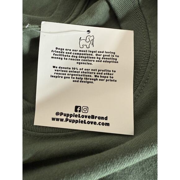 Puppie Love NEW w/Tag Hiking Pup Long Sleeve, Green, 100% Cotton Tee Shirt Small - Picture 8 of 9